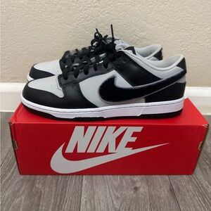 Nike Men's Black and white dunks fuzzy swoosh